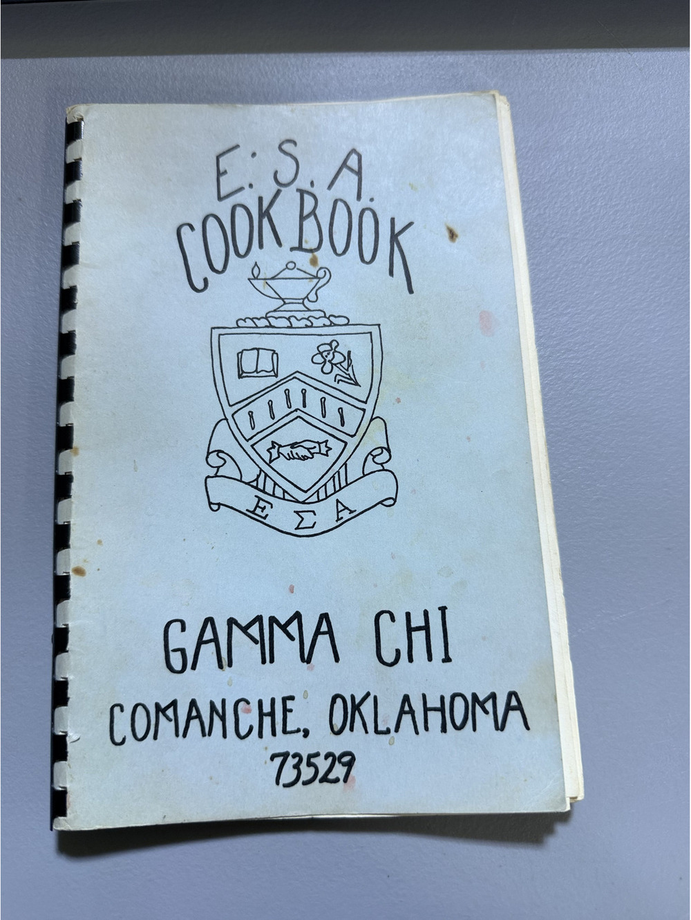 ESA Cookbook Gamma Chi Comanche Oklahoma Vintage Community Spiral Recipe Book